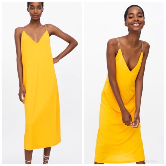 🌼 NWT Zara Colored Strap Yellow Dress 🌼 - Picture 1 of 11